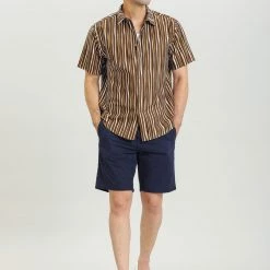 Allegra K Men's Summer Striped Shirts Short Sleeves Button Down Beach Color Block Shirt