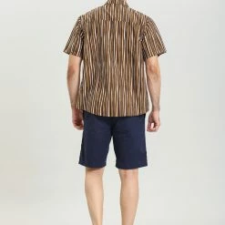 Allegra K Men's Summer Striped Shirts Short Sleeves Button Down Beach Color Block Shirt