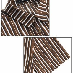 Allegra K Men's Summer Striped Shirts Short Sleeves Button Down Beach Color Block Shirt