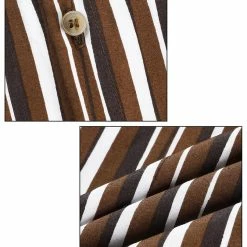 Allegra K Men's Summer Striped Shirts Short Sleeves Button Down Beach Color Block Shirt