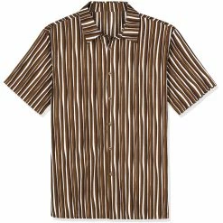 Allegra K Men's Summer Striped Shirts Short Sleeves Button Down Beach Color Block Shirt