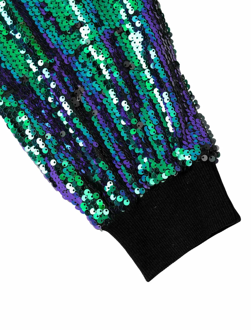 Allegra K Men's Sequin Varsity Jacket Long Sleeve Zipper Glitter Sequins Bomber Jacket 9 Allegra K Men's Sequin Varsity Jacket Long Sleeve Zipper Glitter Sequins Bomber Jacket