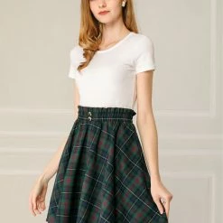 Allegra K Women's Tartan Plaid Button Decor Flare Skater Suspender Skirt 60 Allegra K Women's Tartan Plaid Button Decor Flare Skater Suspender Skirt
