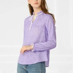 Allegra K Women's Tie Ruffle Neck Blouse Vintage Bell Long Sleeves Top