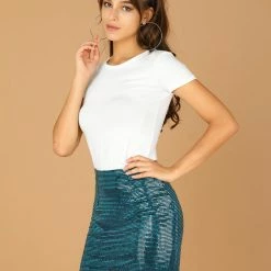 Allegra K Women's Sequin Mini High Waist Night Out Skirt Bodycon Slim Fit Pencil Skirts