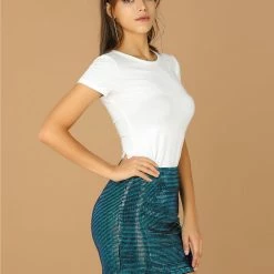 Allegra K Women's Sequin Mini High Waist Night Out Skirt Bodycon Slim Fit Pencil Skirts