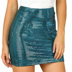 Allegra K Women's Sequin Mini High Waist Night Out Skirt Bodycon Slim Fit Pencil Skirts