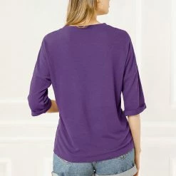 Allegra K Drop Shoulder 3/4 Sleeves Horse Print Loose Top 84 Allegra K Drop Shoulder 3/4 Sleeves Horse Print Loose Top