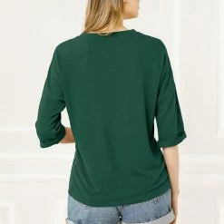 Allegra K Drop Shoulder 3/4 Sleeves Horse Print Loose Top 78 Allegra K Drop Shoulder 3/4 Sleeves Horse Print Loose Top