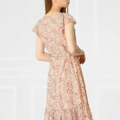 Allegra K Women's Boho Flutter Sleeve Belted Square Neck Ruffled Hem Midi Dress 36 Allegra K Women's Boho Flutter Sleeve Belted Square Neck Ruffled Hem Midi Dress