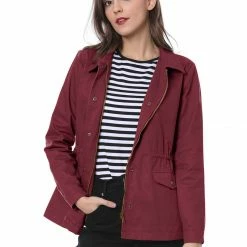 Allegra K Cotton Lightweight Utility Jacket