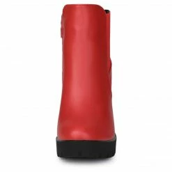 Allegra K Women's Round Toe Zipper Block Heel Platform Ankle Boots