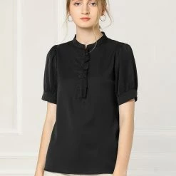 Allegra K Women's Work Office Top Blouse Ruffled Puff Sleeve Shirt 53 Allegra K Women's Work Office Top Blouse Ruffled Puff Sleeve Shirt