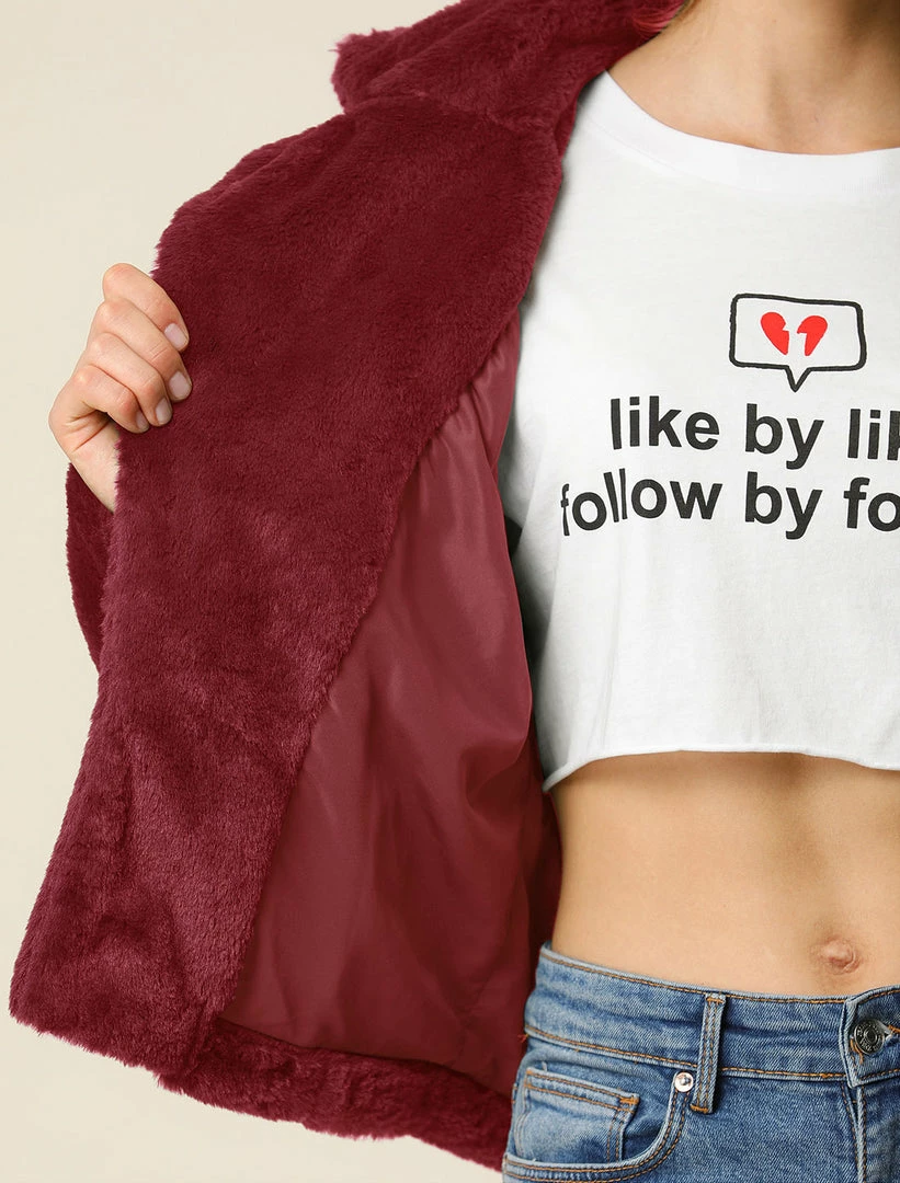 Allegra K Faux Fur Cropped Teddy Jacket Women 16 Allegra K Faux Fur Cropped Teddy Jacket Women