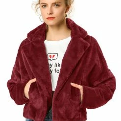 Allegra K Faux Fur Cropped Teddy Jacket Women 71 Allegra K Faux Fur Cropped Teddy Jacket Women