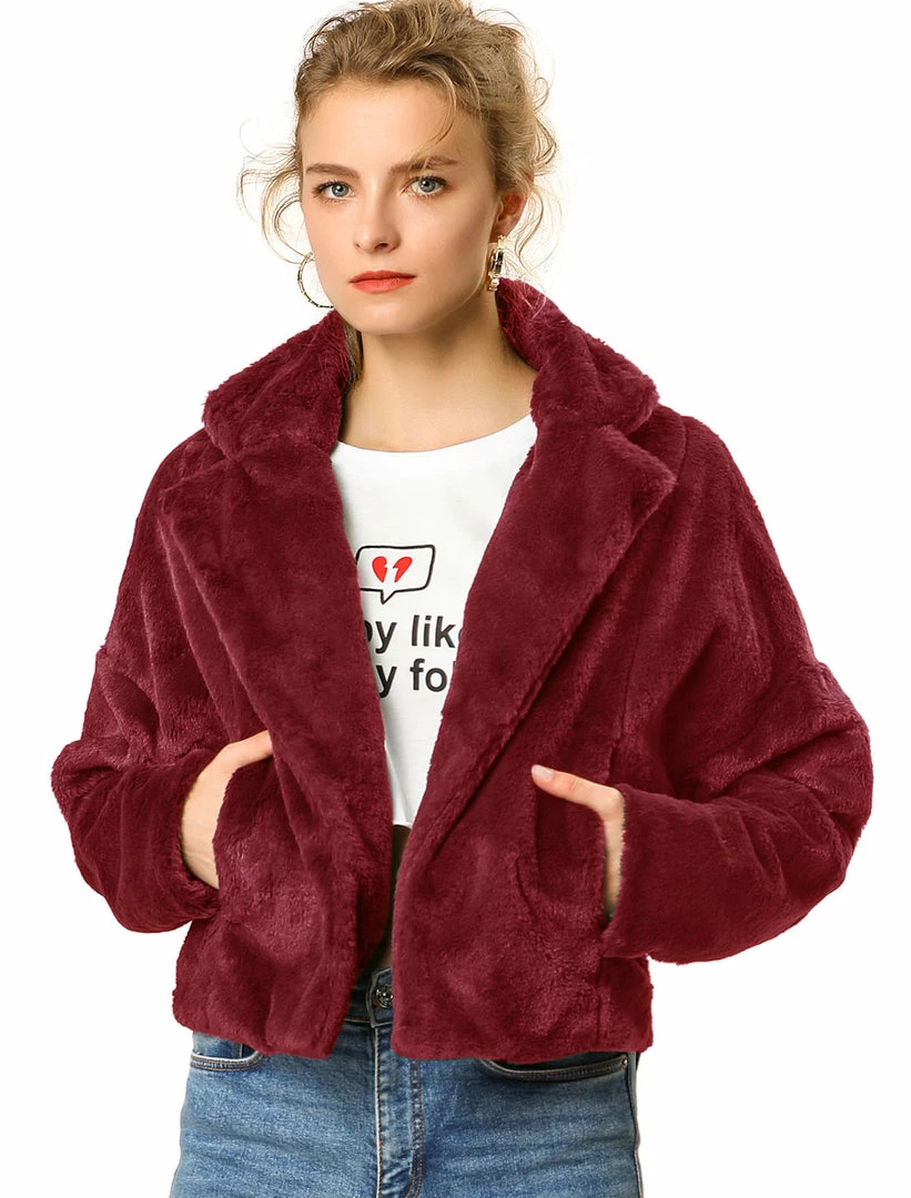 Allegra K Faux Fur Cropped Teddy Jacket Women 11 Allegra K Faux Fur Cropped Teddy Jacket Women