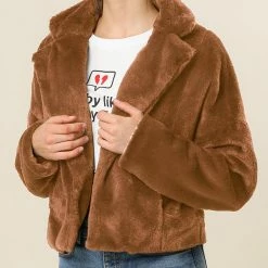 Allegra K Faux Fur Cropped Teddy Jacket Women 66 Allegra K Faux Fur Cropped Teddy Jacket Women