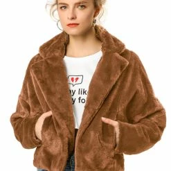 Allegra K Faux Fur Cropped Teddy Jacket Women 65 Allegra K Faux Fur Cropped Teddy Jacket Women