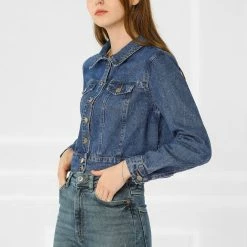 Allegra K Women's Casual Crop Button Down Basic Washed Jean Denim Jacket 25 Allegra K Women's Casual Crop Button Down Basic Washed Jean Denim Jacket