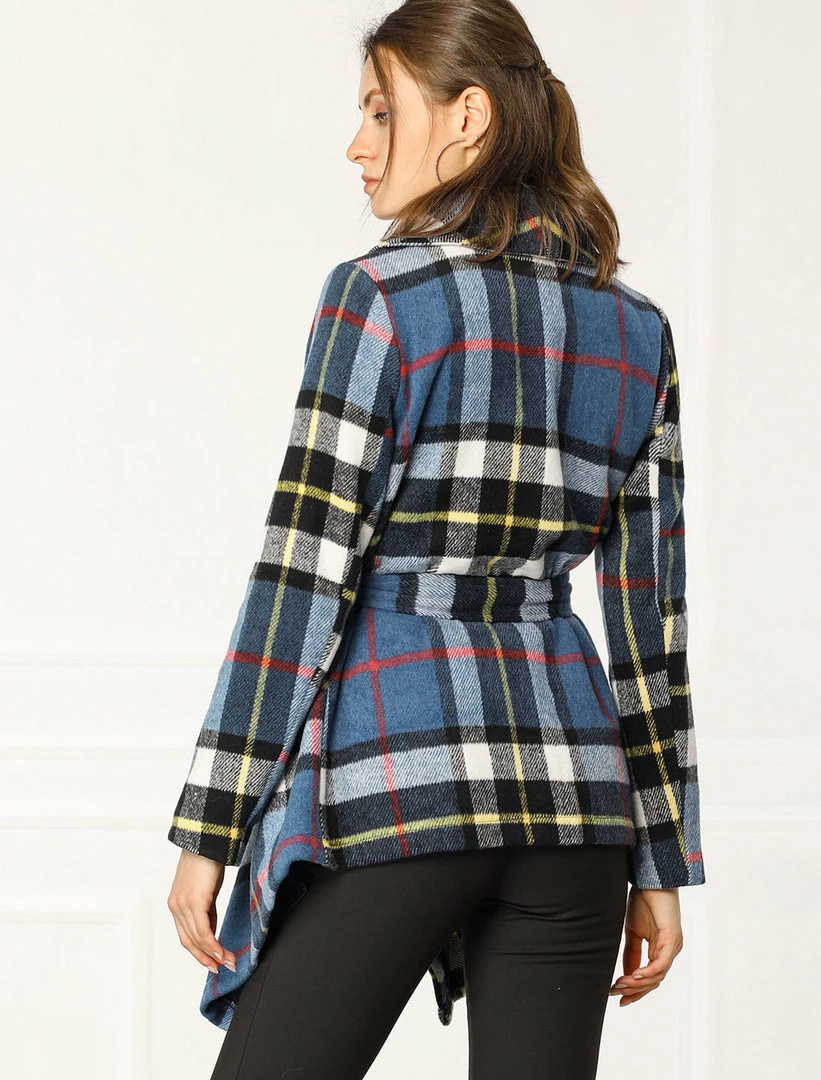 Allegra K Wide Lapel Plaid Fall Wrap Coat Women 17 Allegra K Wide Lapel Plaid Fall Wrap Coat Women