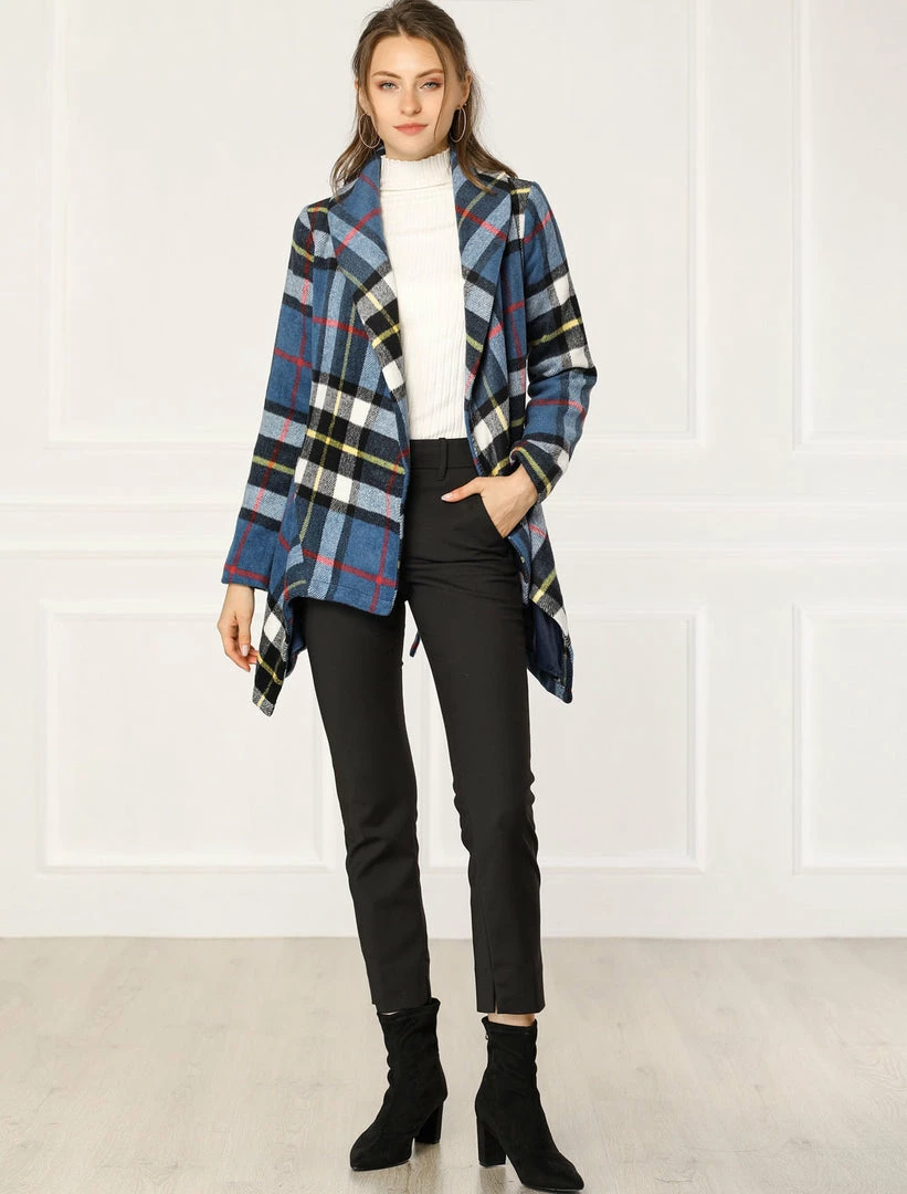 Allegra K Wide Lapel Plaid Fall Wrap Coat Women 19 Allegra K Wide Lapel Plaid Fall Wrap Coat Women