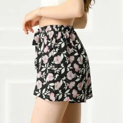 Allegra K Women's Casual Elastic Waist Summer Beach Floral Shorts