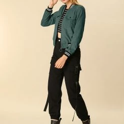 Allegra K Contrast Rib Bomber Jacket With Flap Pocket Women 37 Allegra K Contrast Rib Bomber Jacket With Flap Pocket Women