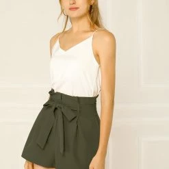 Allegra K Women’s Bow Tie High Waist Short Paper Bag Shorts 65 Allegra K Women’s Bow Tie High Waist Short Paper Bag Shorts