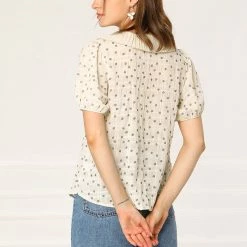 Allegra K Women's Floral Embroidery Blouse Peter Pan Collar Button Down Shirt 68 Allegra K Women's Floral Embroidery Blouse Peter Pan Collar Button Down Shirt