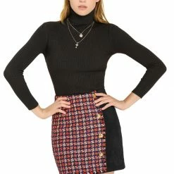 Allegra K Women's Glittery Tweed Faux Suede Casual Short Plaid Mini Skirt