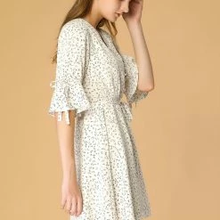 Allegra K Women's V Neck Tie Waist A-line Floral Dress 25 Allegra K Women's V Neck Tie Waist A-line Floral Dress