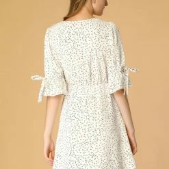 Allegra K Women's V Neck Tie Waist A-line Floral Dress 26 Allegra K Women's V Neck Tie Waist A-line Floral Dress