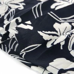 Allegra K Women's Floral Print Elastic Waist Office Midi Pleated Skirt