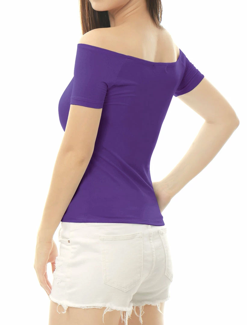 Allegra K Slim Fit Short Sleeves Off The Shoulder Cropped Top Clothing 78 Allegra K Slim Fit Short Sleeves Off The Shoulder Cropped Top Clothing