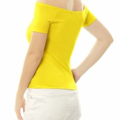 Allegra K Slim Fit Short Sleeves Off The Shoulder Cropped Top Clothing 149 Allegra K Slim Fit Short Sleeves Off The Shoulder Cropped Top Clothing