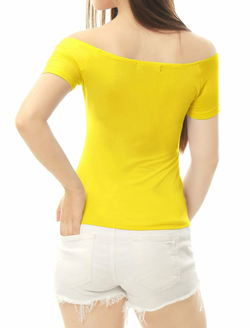 Allegra K Slim Fit Short Sleeves Off The Shoulder Cropped Top Clothing 73 Allegra K Slim Fit Short Sleeves Off The Shoulder Cropped Top Clothing