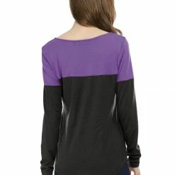 Allegra K Split V-neck Long Sleeves Color Block T-Shirt 82 Allegra K Split V-neck Long Sleeves Color Block T-Shirt