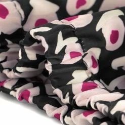 Allegra K Women's Turn-Down Collar Zip Up Elastic Hem Printed Short Bomber Jacket