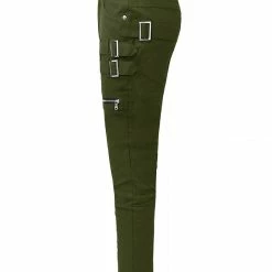 Allegra K HZ150306 Men Casual Slim Fit Pockets Patch Buckle Zipper Gothic Punk Rock Pants