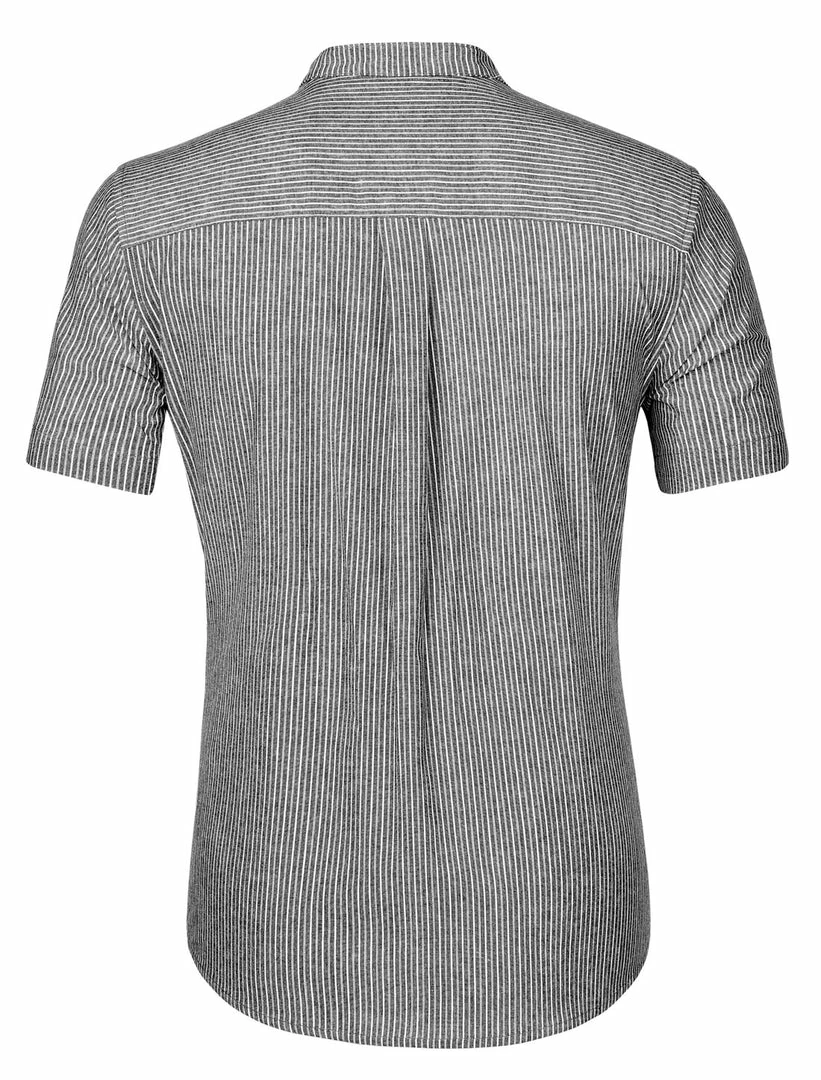Allegra K HZ160507 Men Stripe Collarless Short Sleeves Button Up Shirt With Pocket 21 Allegra K HZ160507 Men Stripe Collarless Short Sleeves Button Up Shirt With Pocket