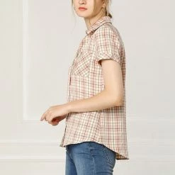 Allegra K Casual Boyfriend Plaid Button Down Shirt Women