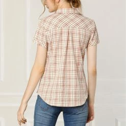 Allegra K Casual Boyfriend Plaid Button Down Shirt Women