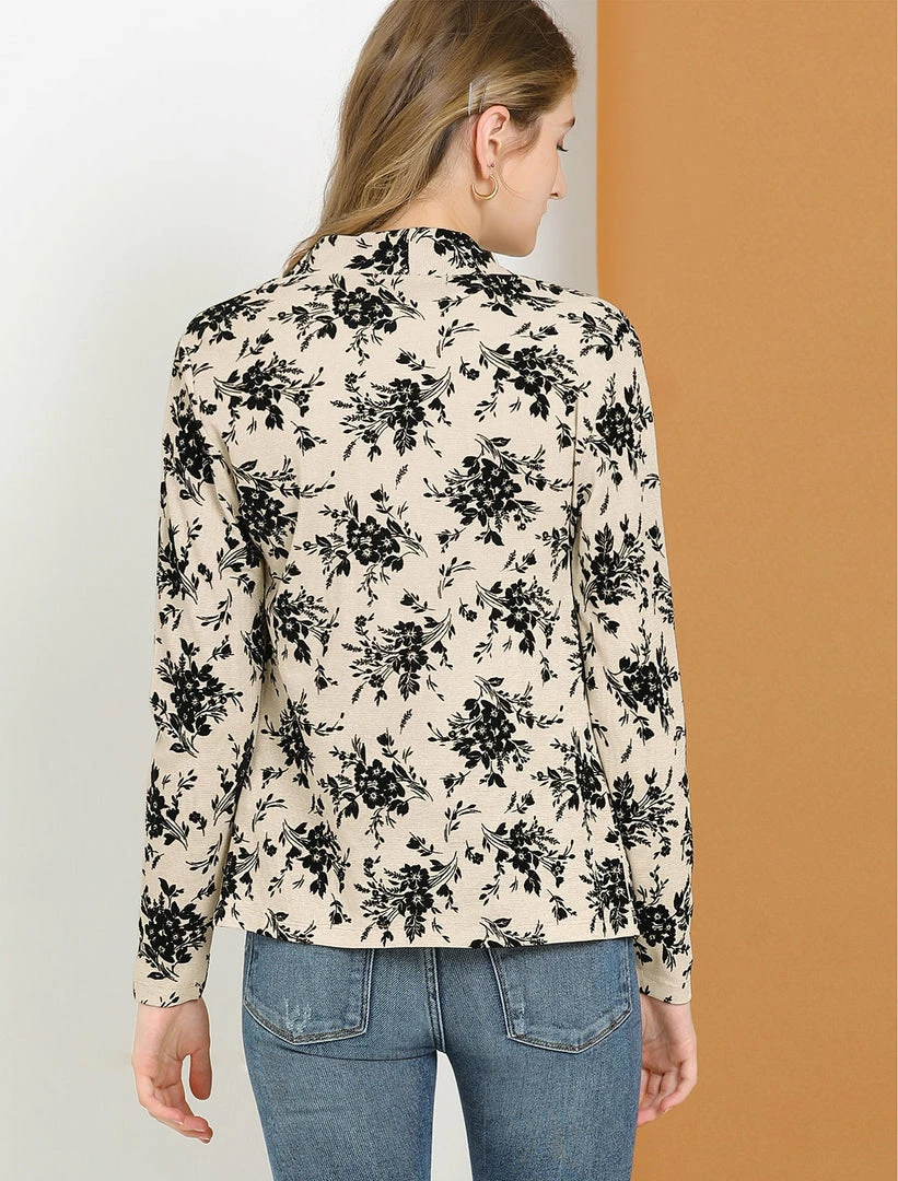 Allegra K Women's Floral Long Sleeve Casual Metallic Open Front Cardigan 8 Allegra K Women's Floral Long Sleeve Casual Metallic Open Front Cardigan