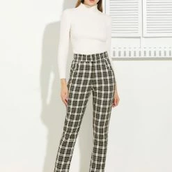 Allegra K Women's Plaid Ankle Pants Tartan Check Elastic High Waist Work Office Trousers 22 Allegra K Women's Plaid Ankle Pants Tartan Check Elastic High Waist Work Office Trousers