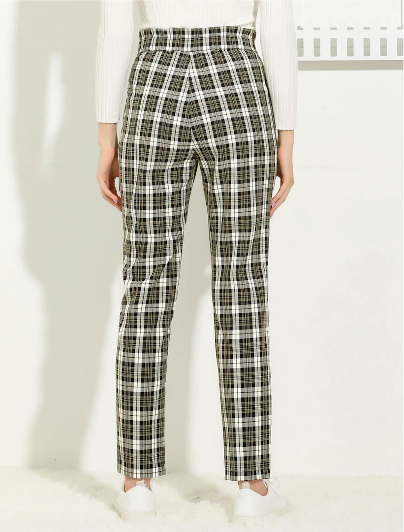Allegra K Women's Plaid Ankle Pants Tartan Check Elastic High Waist Work Office Trousers 13 Allegra K Women's Plaid Ankle Pants Tartan Check Elastic High Waist Work Office Trousers