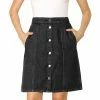 Allegra K Women's Denim Skirts Short Button Down Jeans Skirt