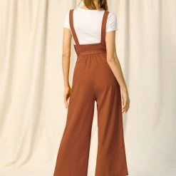 Allegra K Women's High Waist Wide Leg Belted Button Long Overall Jumpsuit 43 Allegra K Women's High Waist Wide Leg Belted Button Long Overall Jumpsuit