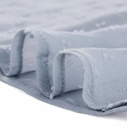 Allegra K Deep V Neck Drawstring Ruffled Swiss Dots Long Sleeves Sheer Chiffon Blouse