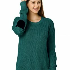 Women Allegra K Drop Shoulder Elbow Cat Patch Loose Sweater