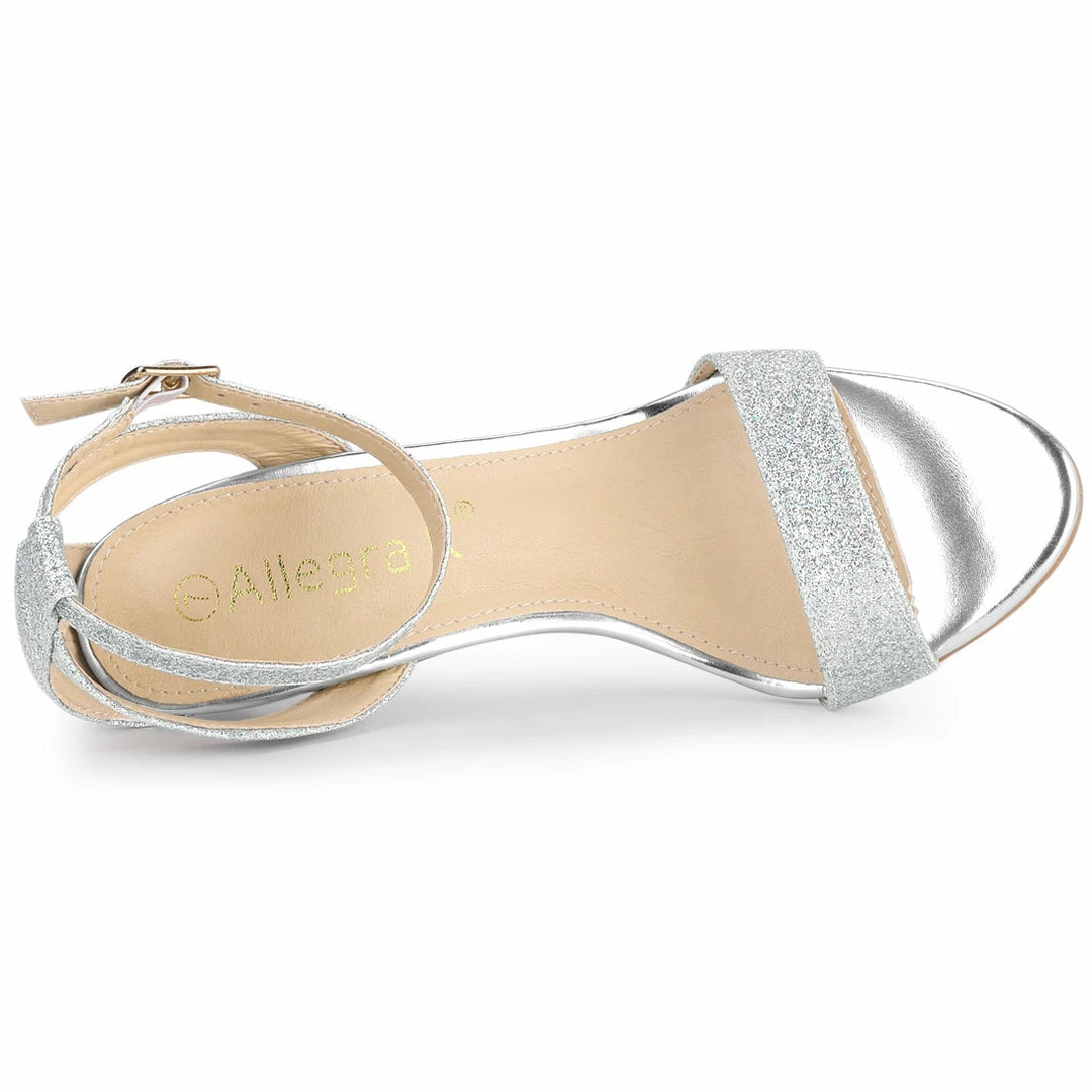 Allegra K Women's Glitter Ankle Strap Stiletto High Heel Sandals 7 Allegra K Women's Glitter Ankle Strap Stiletto High Heel Sandals